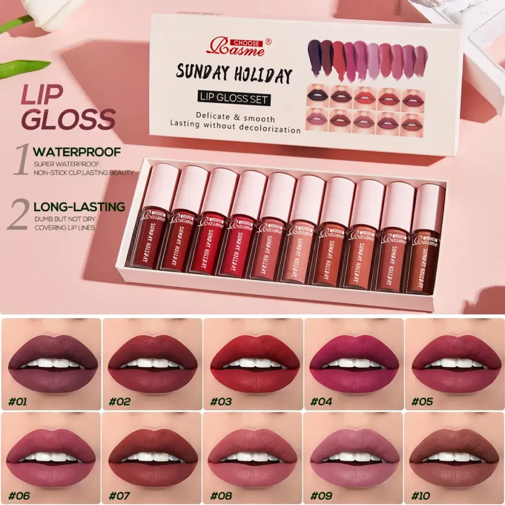 Velvet Lipstick & Lip Gloss Set — 10pcs