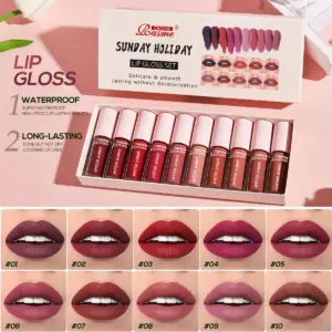 Velvet Lipstick & Lip Gloss Set — 10pcs