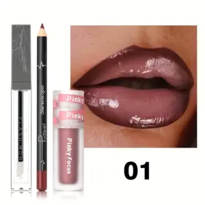 Glossy Lip Set — Gloss, Oil & Liner (3pcs)