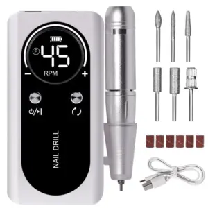 Electric Nail Drill — 45,000 RPM, Rechargeable